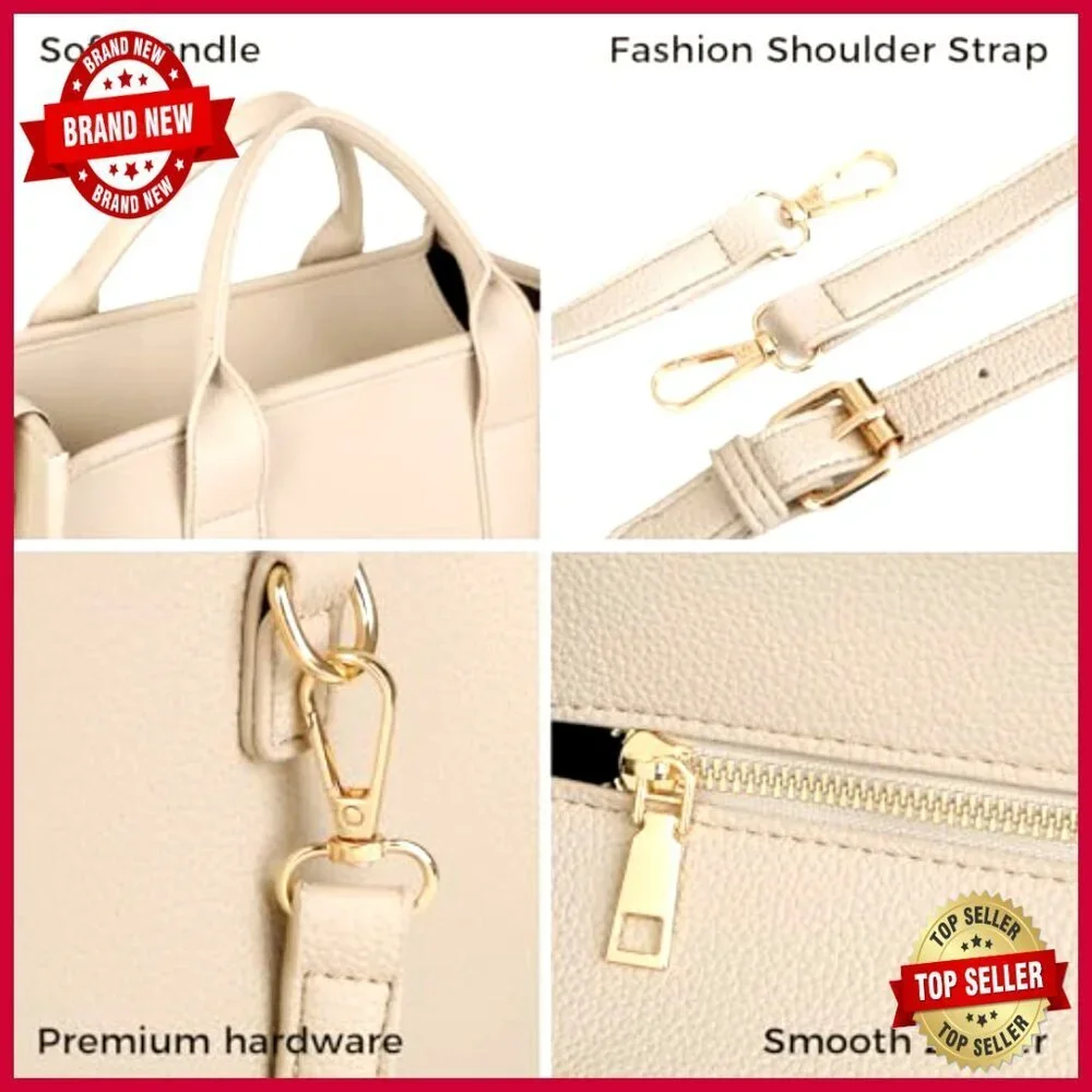 PU Leather Tote Bag with Adjustable Strap, Spacious Work Handbag